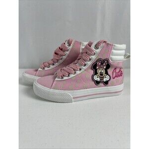 Disney Minnie Mouse Girls High Top Sneakers Size 13 Pink & White